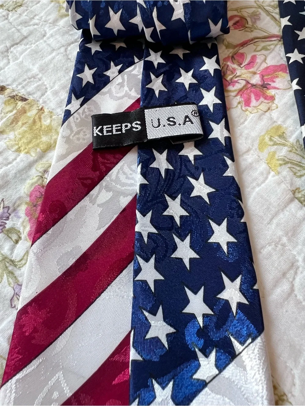 Vintage Patriotic American Flag  Statue of Liberty Tie Lot 2pc